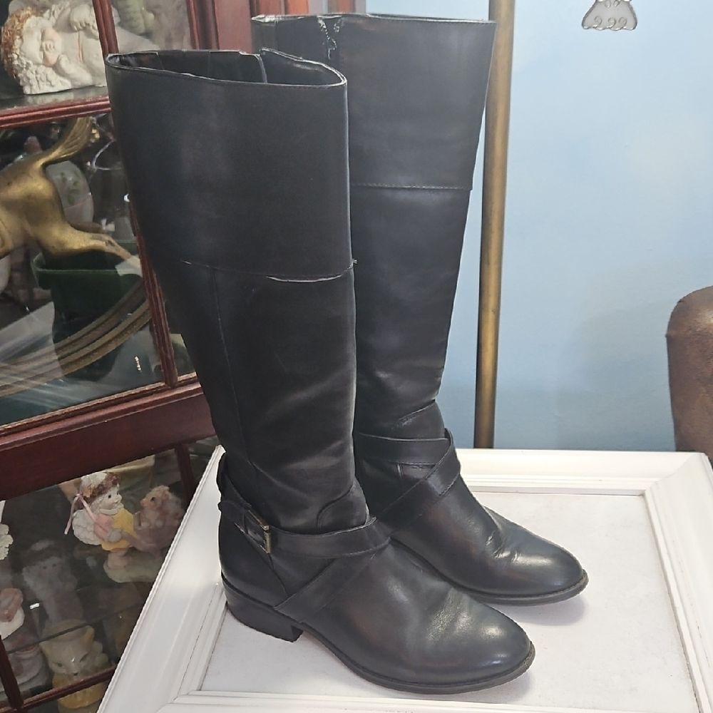 Lauren Ralph Lauren Maryann Black Leather Boots Size 7B